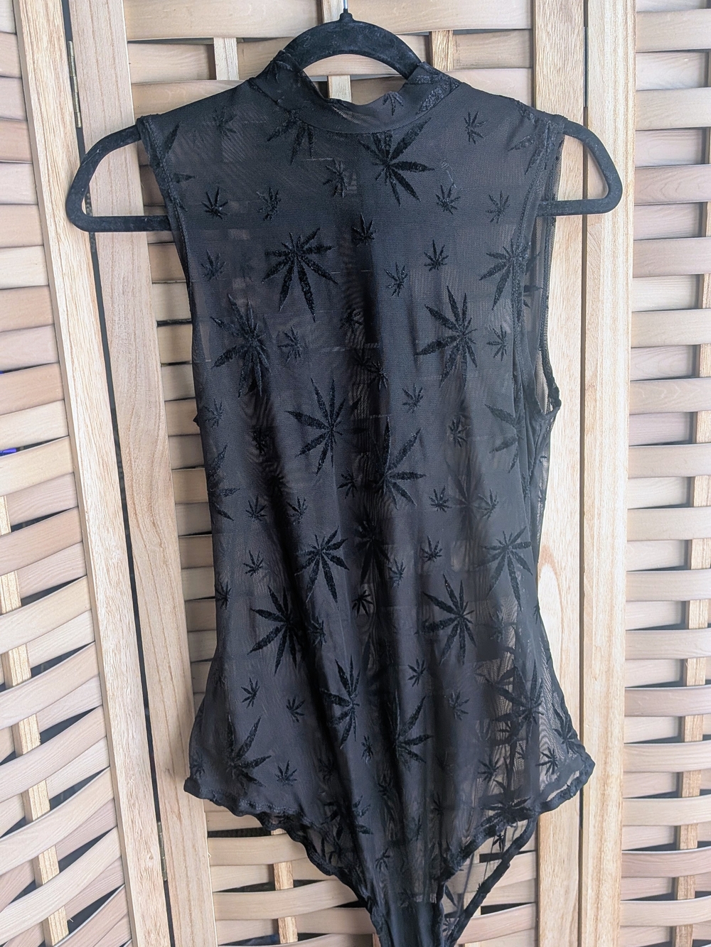 Black Sheer Mock-Neck Sleeveless Bodysuit - Women's Top